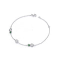 Sterling Silver Rubover Green & Clear Cubic Zirconia's Ladies Bracelet
