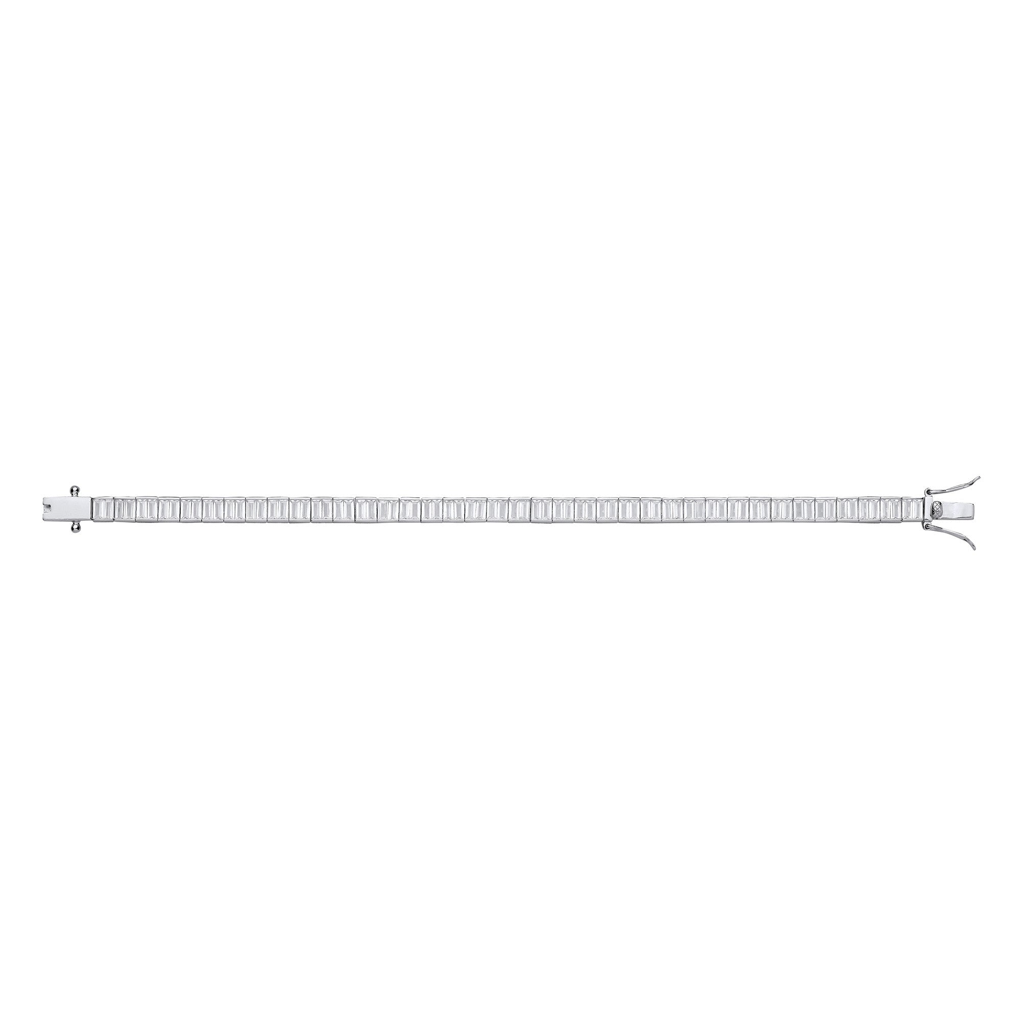 Sterling Silver Baguettes Tennis Ladies Bracelet