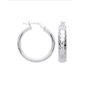Sterling Silver 20mm Tyre Tread Design D Shape Earrings