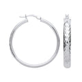 Sterling Silver 30mm Tyre Tread Design D Shape Earrings