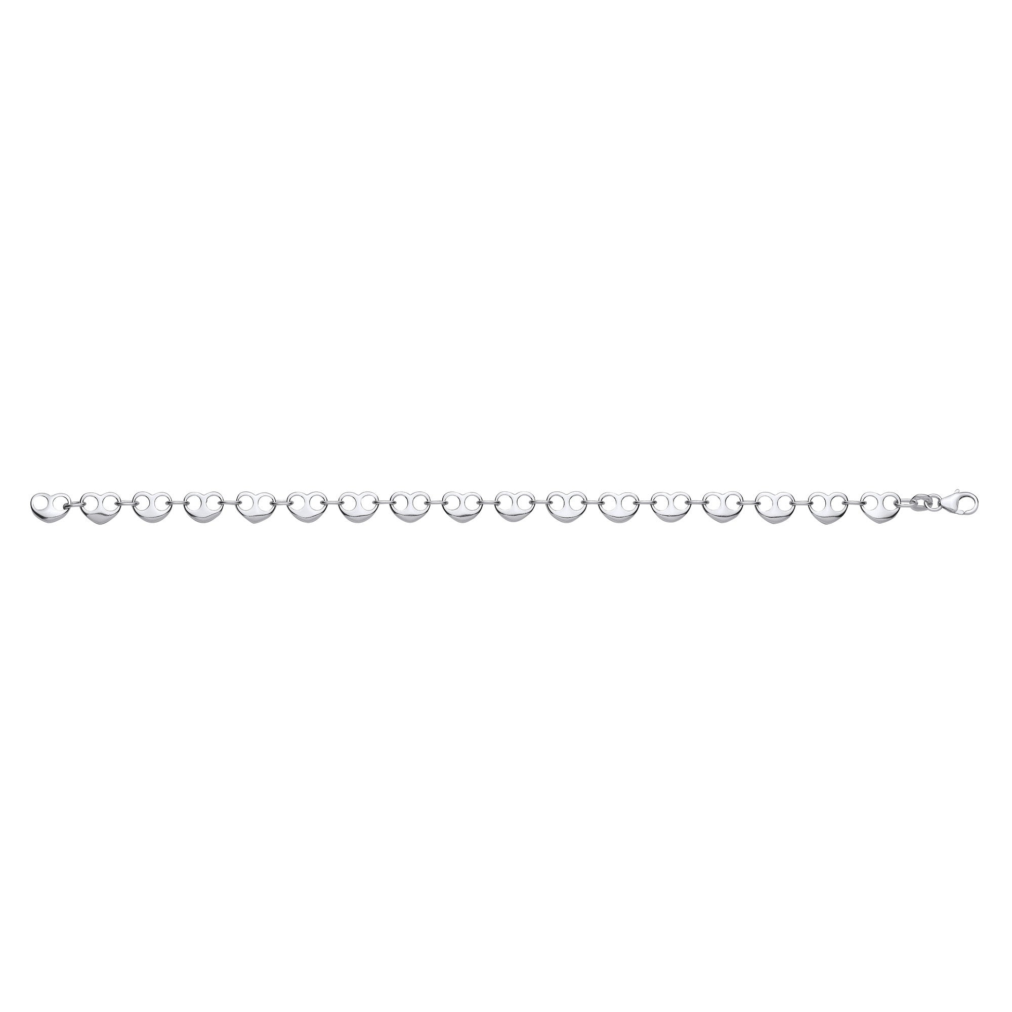 Sterling Silver Heart Bean Ladies Bracelet