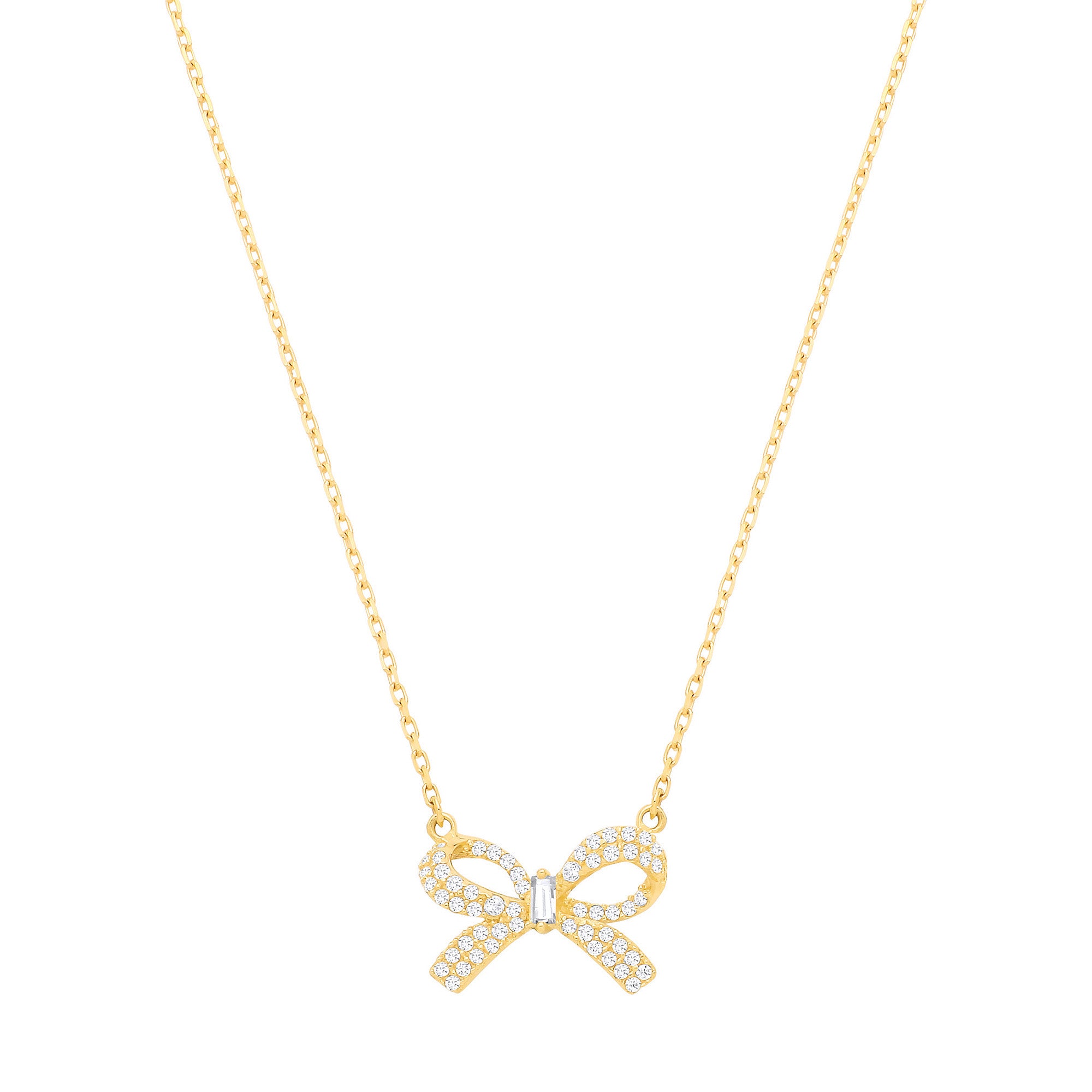 9ct Yellow Gold Cubic Zirconia Bow Chain