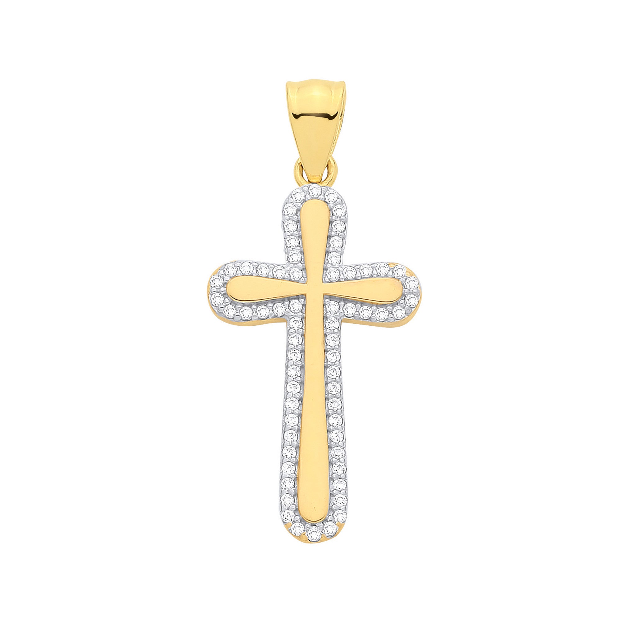 9ct Yellow Gold Hollow Cubic Zirconias Cross