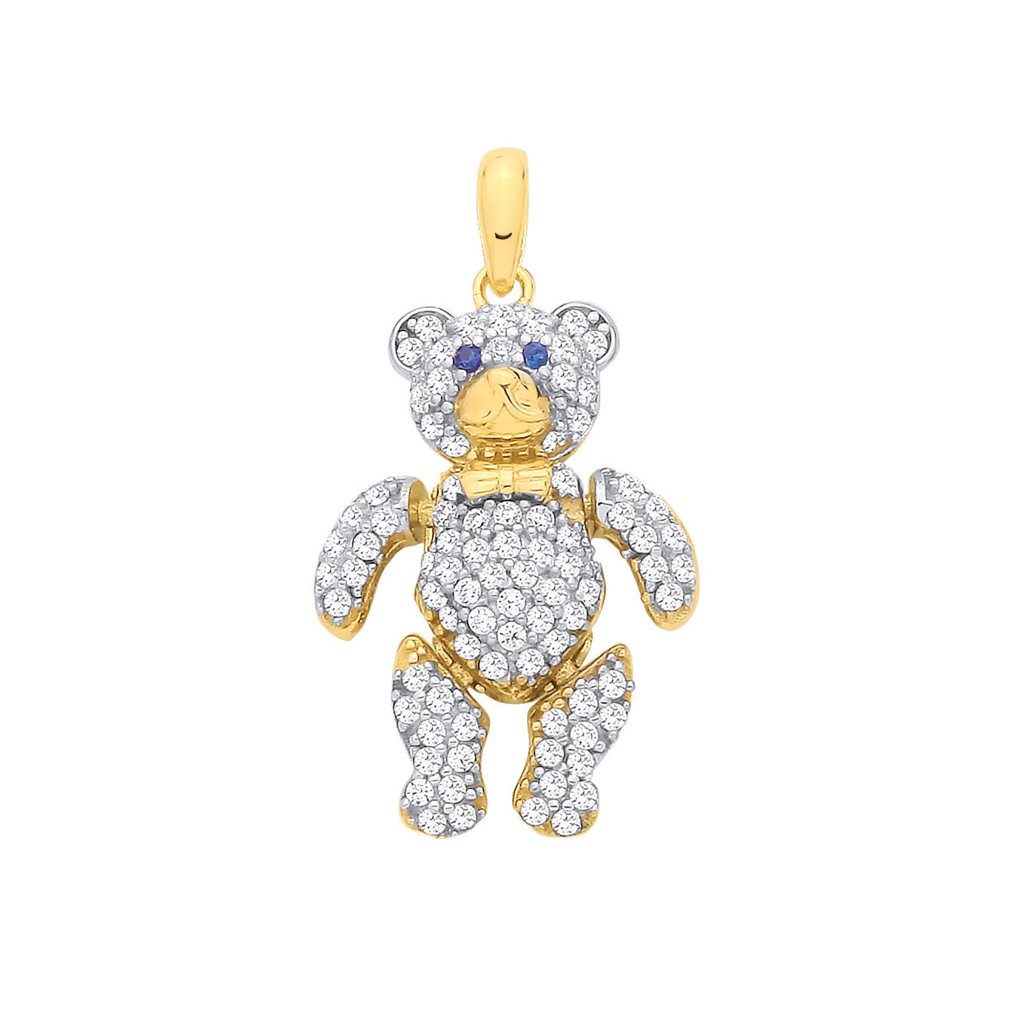 9ct Yellow Gold Cubic Zirconia 3D Teddy bear Pendant