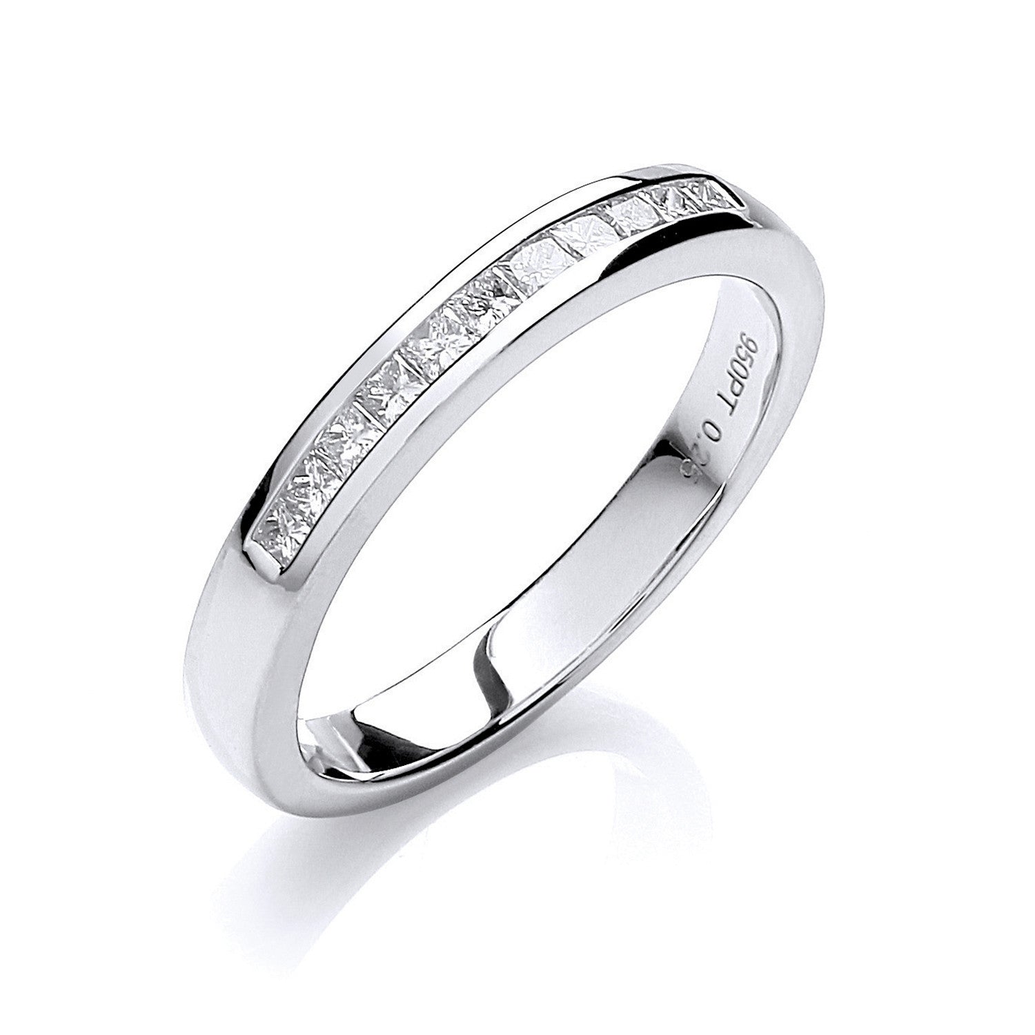 18ct White Gold 0.25ctw Princess cut G/H-Si Diamond Half Eternity Ring