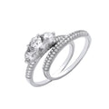 Sterling Silver Bridal Set Trilogy Half Eternity Ring