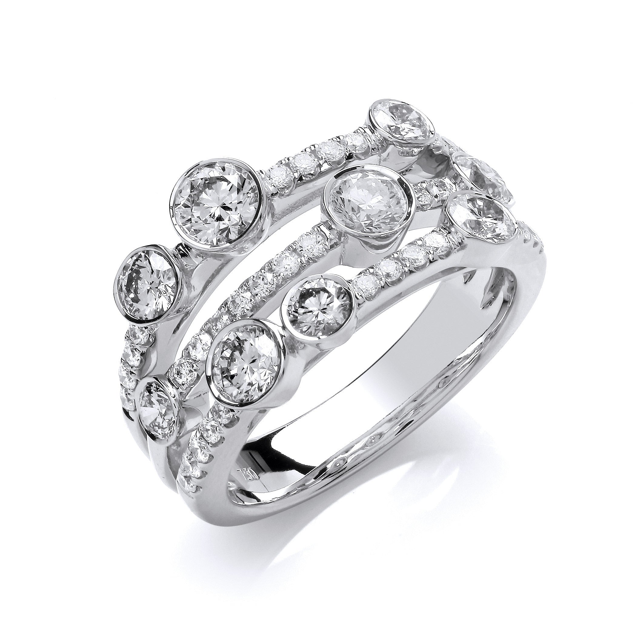 9ct White Gold 1.70ctw Lab Grown Diamond Dress Ring WGI Certified