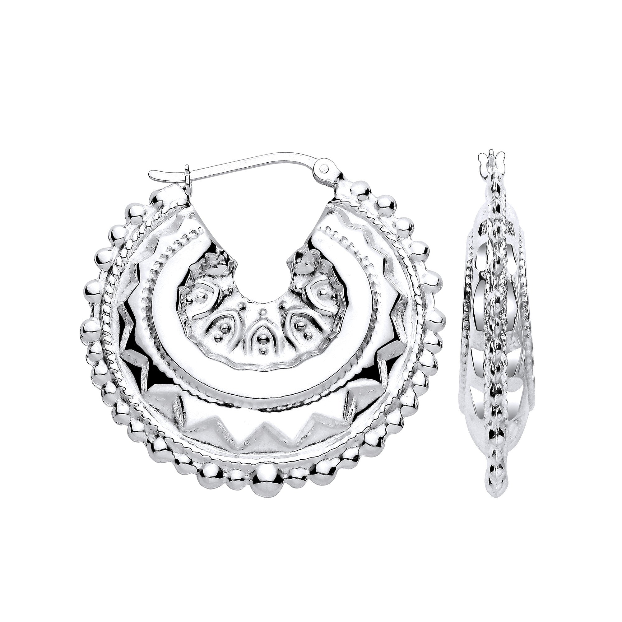 Sterling Silver Round 35mm Creole