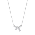 Sterling Silver Cubic Zirconia Bow Pendant Chain/Bracelet
