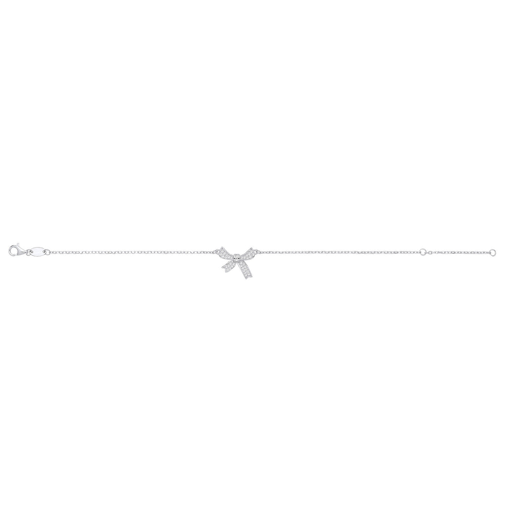 Sterling Silver Cubic Zirconia Bow Pendant Chain/Bracelet