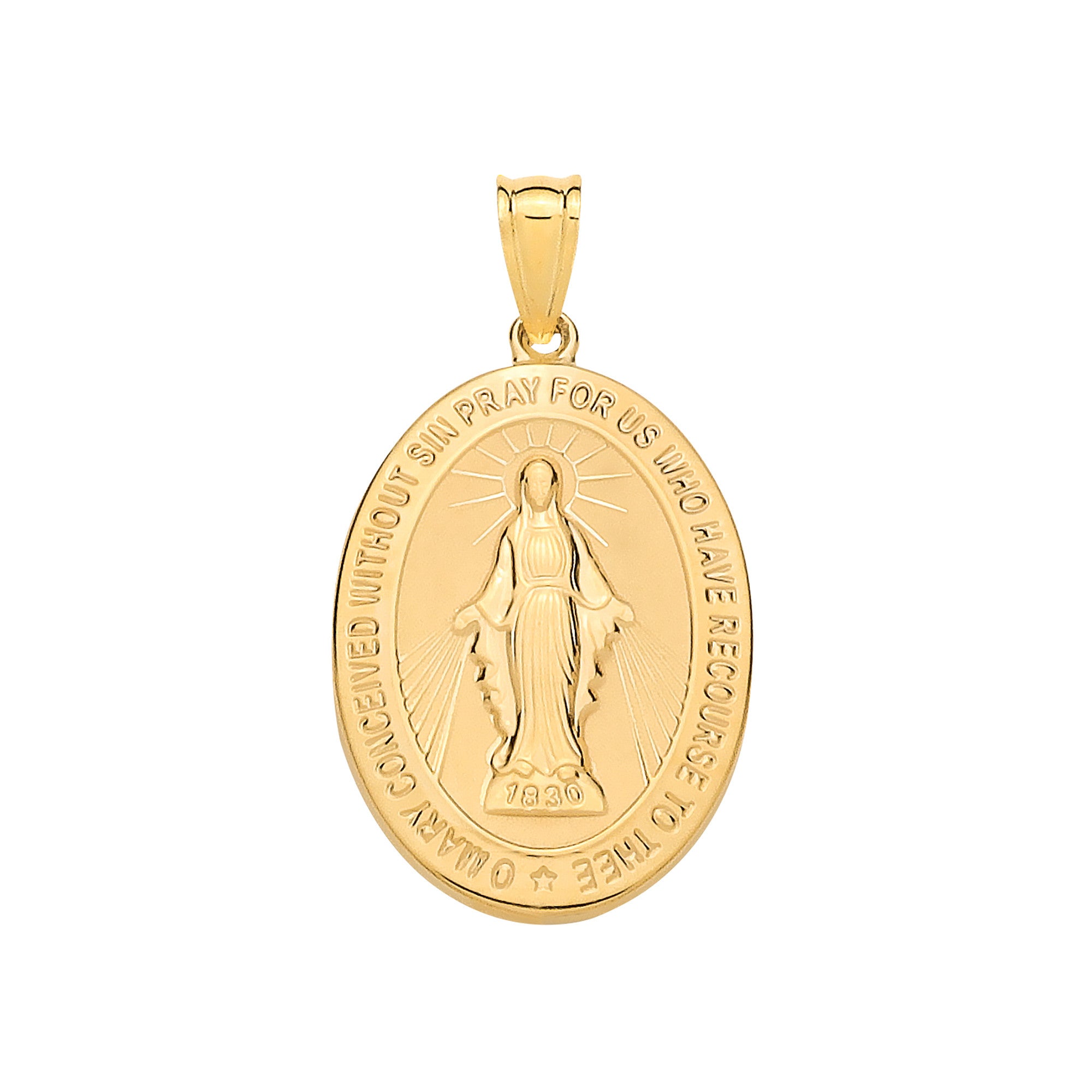 9ct Yellow Gold Virgin Mary Hollow Medallion