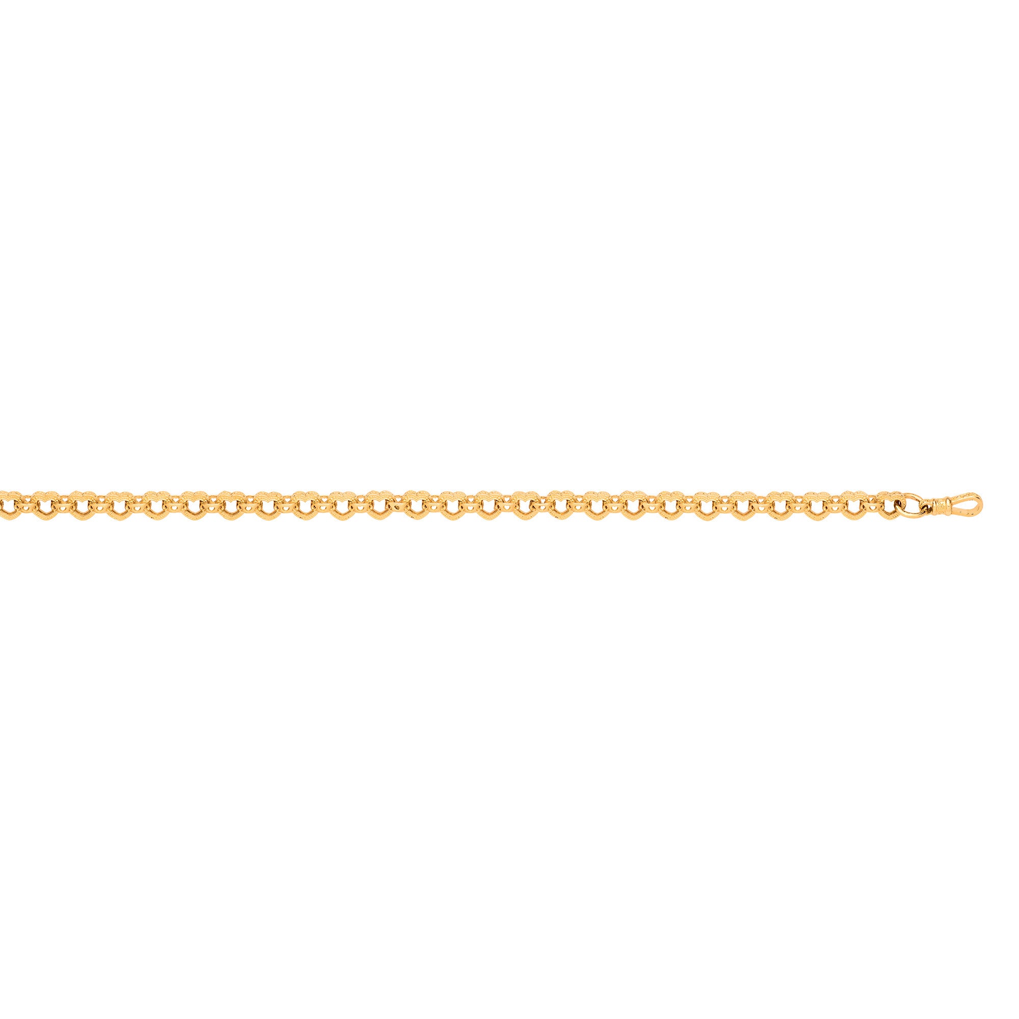 9ct Yellow Gold Heart Link Belcher Bracelet/Chain