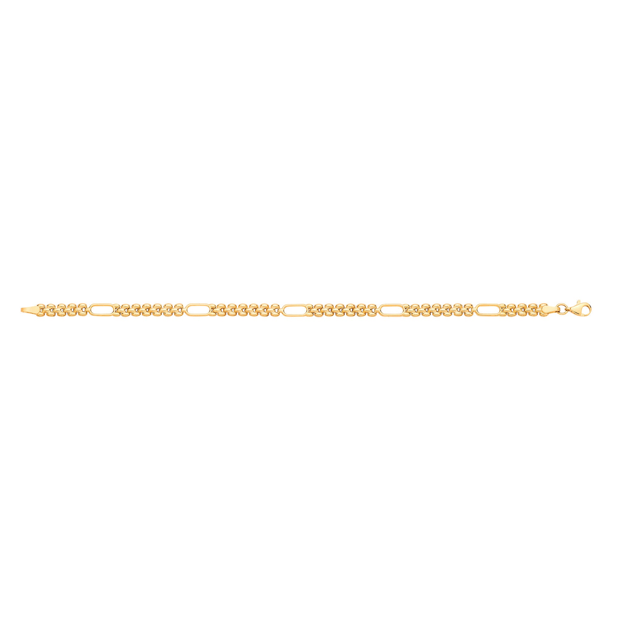9ct Yellow Gold Panther & Plain Oval Link Ladies Bracelet