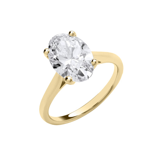 18ct Yellow Gold 3.00ctw Oval Cut Lab Grown Diamond Ring IGI Certified