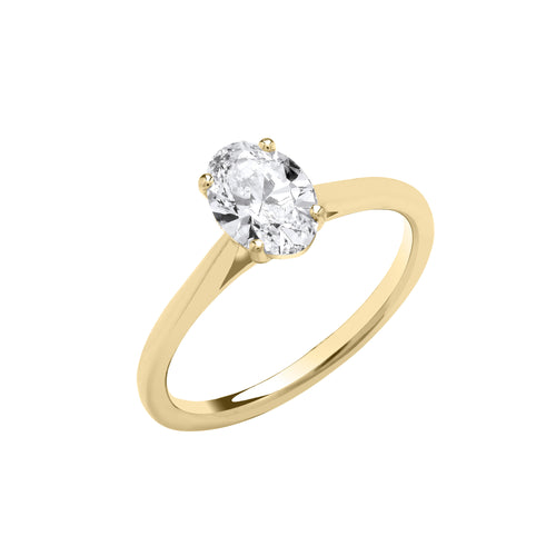 18ct Yellow Gold 1.00ctw Oval Cut Lab Grown Diamond Ring IGI Certified