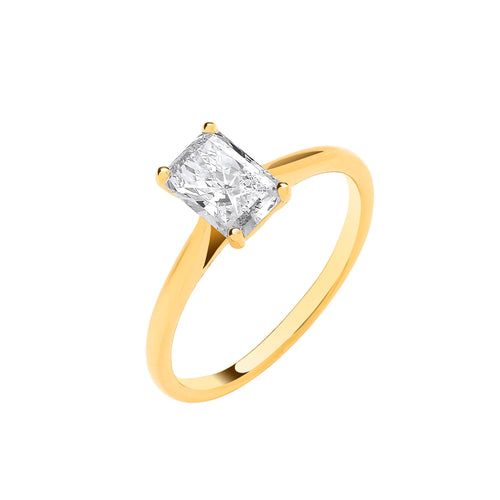 18ct Yellow Gold 1.00ctw Radiant Lab Grown Diamond Ring IGI Certified