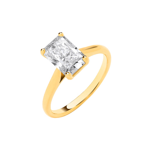 18ct Yellow Gold 2.00ctw Radiant Cut Lab Grown Diamond Ring IGI Certified