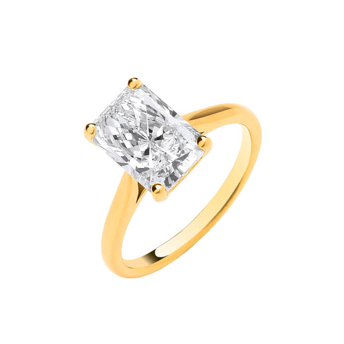 18ct Yellow Gold 3.00ctw Radiant Cut Lab Grown Diamond Ring IGI Certified