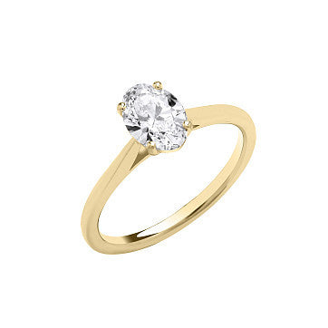 9ct Yellow Gold 1.00ctw Oval Cut Lab Grown Diamond Ring IGI Certified