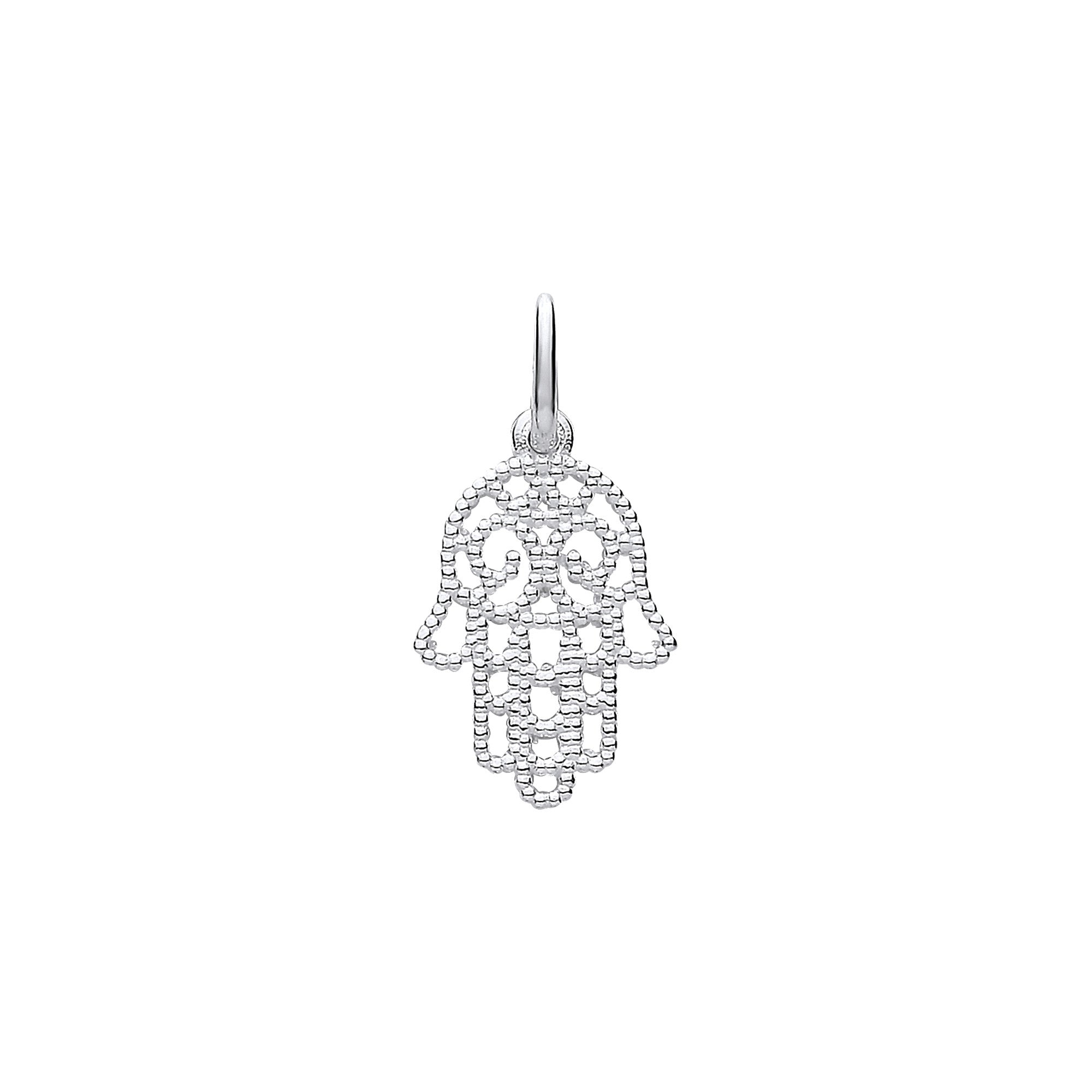 Sterling Silver Hamsa Hand Beaded Pendant