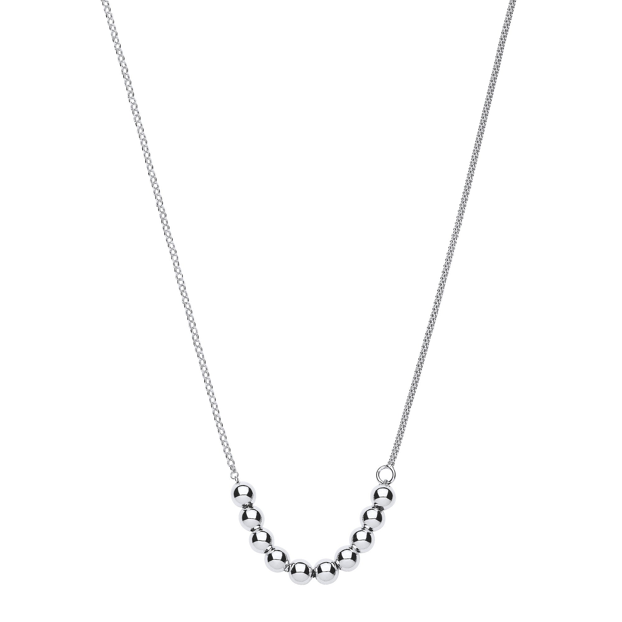 Sterling Silver Necklace with Beads on Belcher & Popcorn Chain