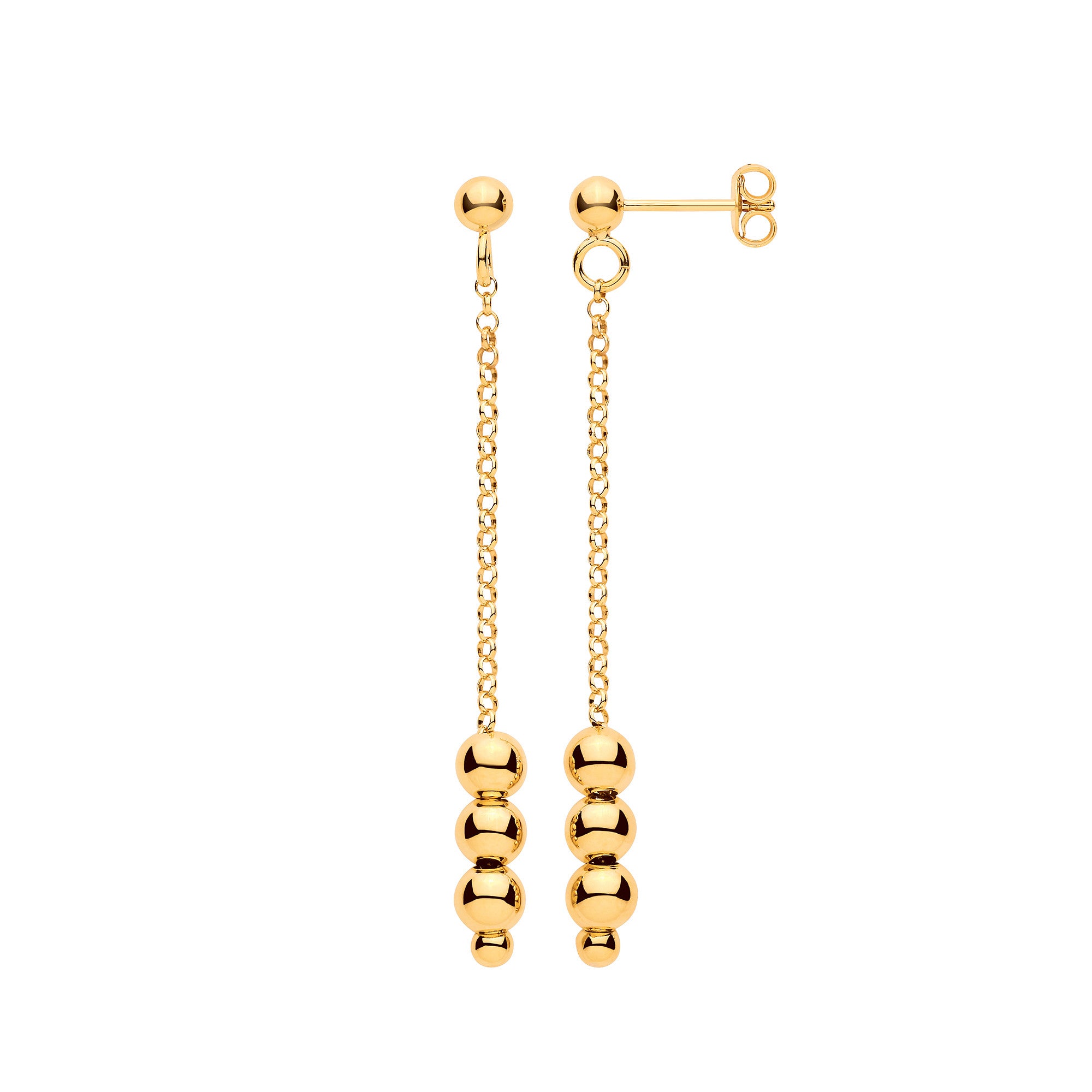 Sterling Silver Yellow Gold Plated Beads Drop Earrings