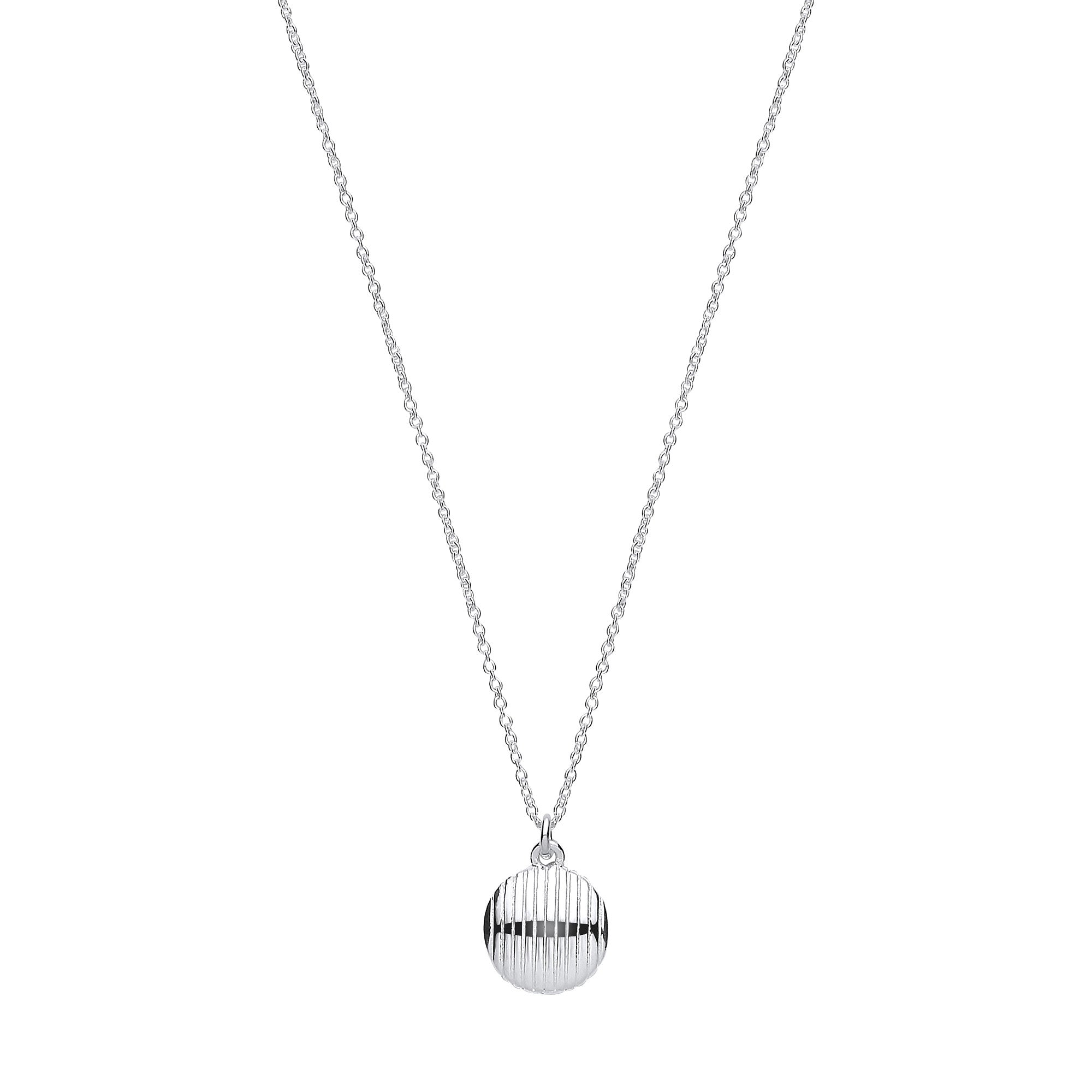 Sterling Silver Button Ribbed Pendant Chain