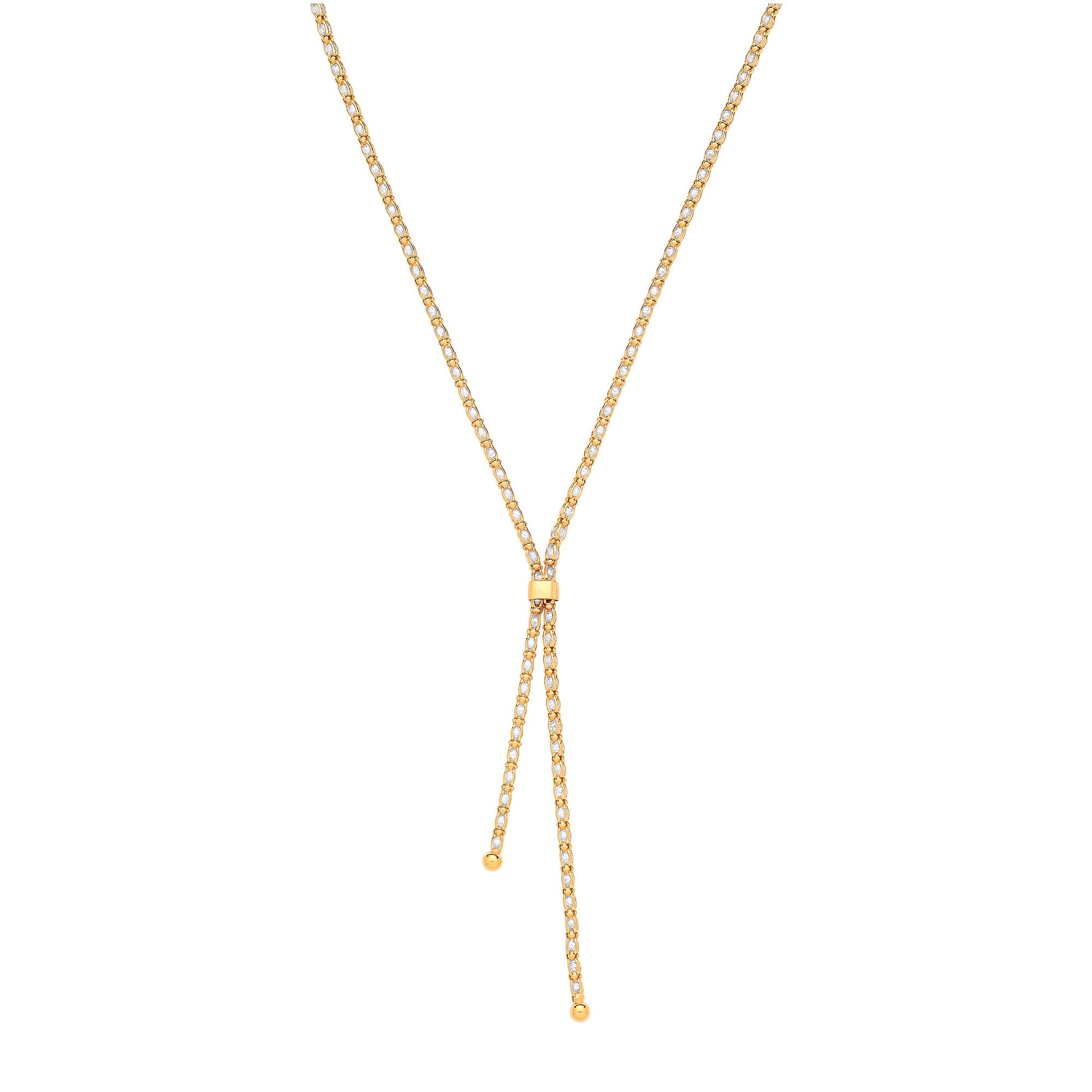 Sterling Silver Yellow Gold Plated Necklace filled with Cubic Zirconias