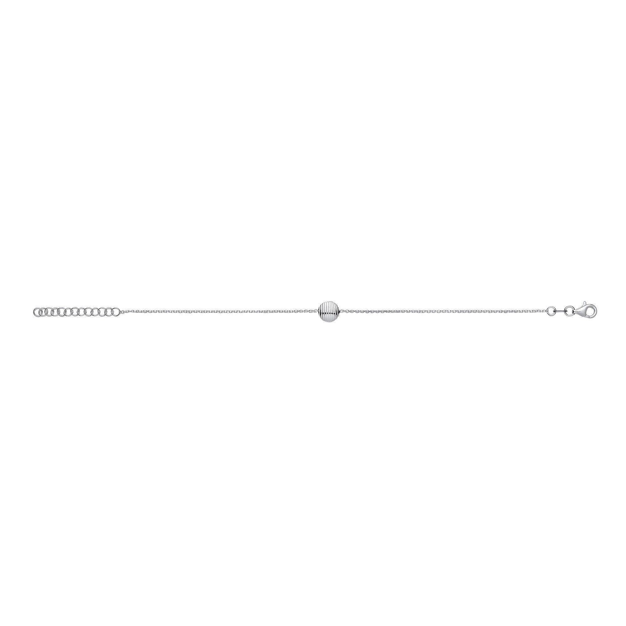 Sterling Silver Button Ribbed Pendant Bracelet
