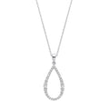 Sterling Silver Teardrop Cubic Zirconia Long Pendant on 16-18" Chain