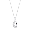 Sterling Silver Baguette Cubic Zirconias Open Teardrop Pendant with Chain