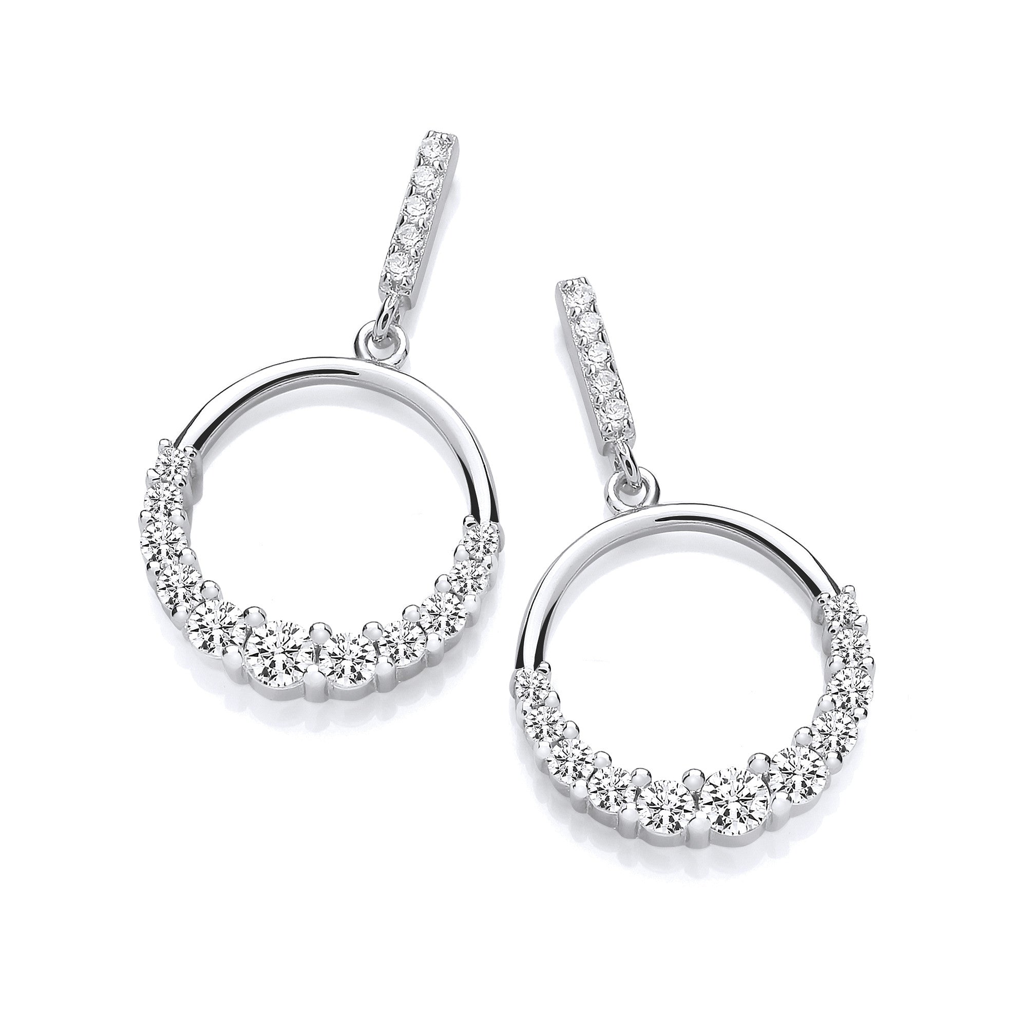 Circle of Life with Graduated Cubic Zirconias Sterling Silver Drop Earrings