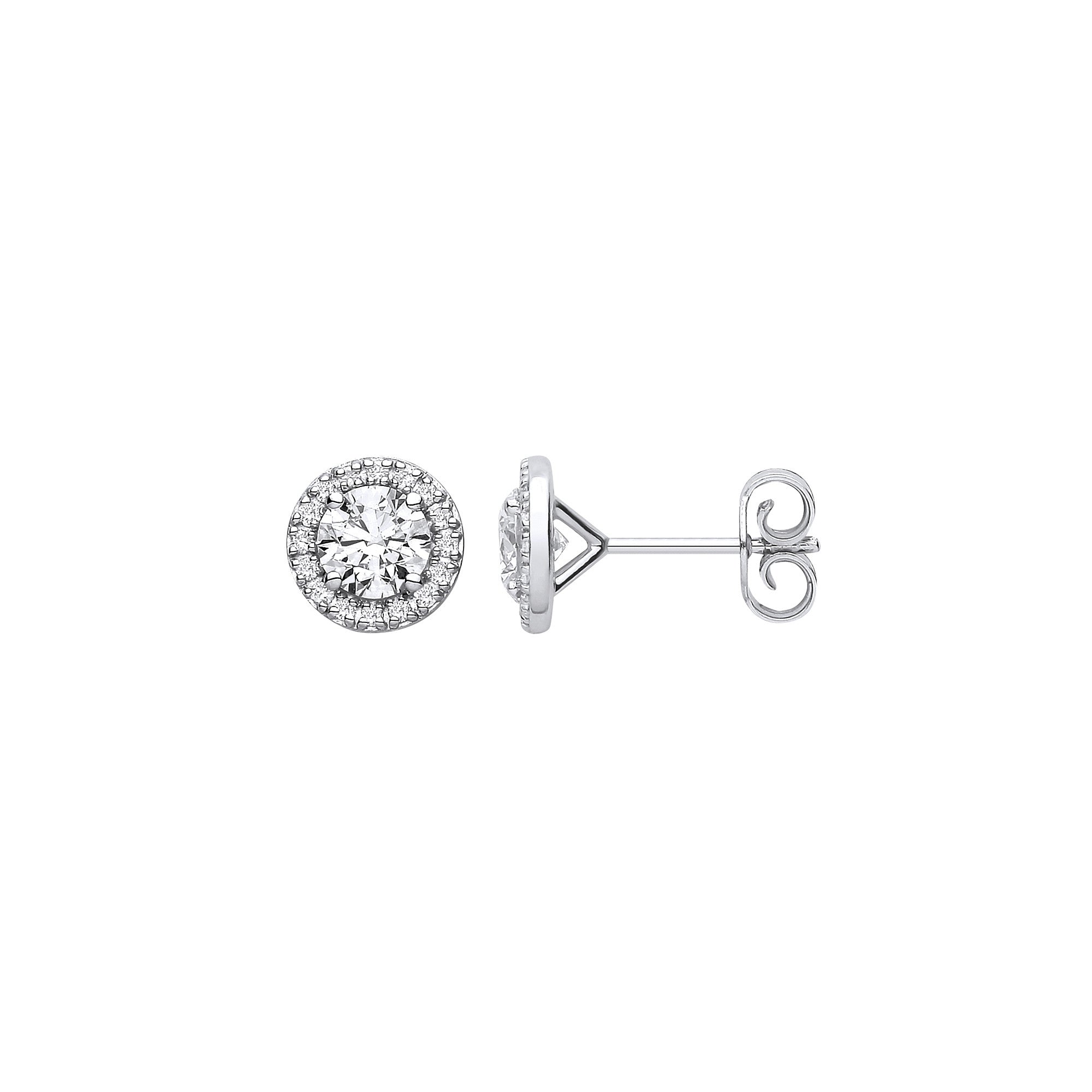 9ct White Gold 1.16ctw Lab Grown Diamond Halo Earrings IGI Certified