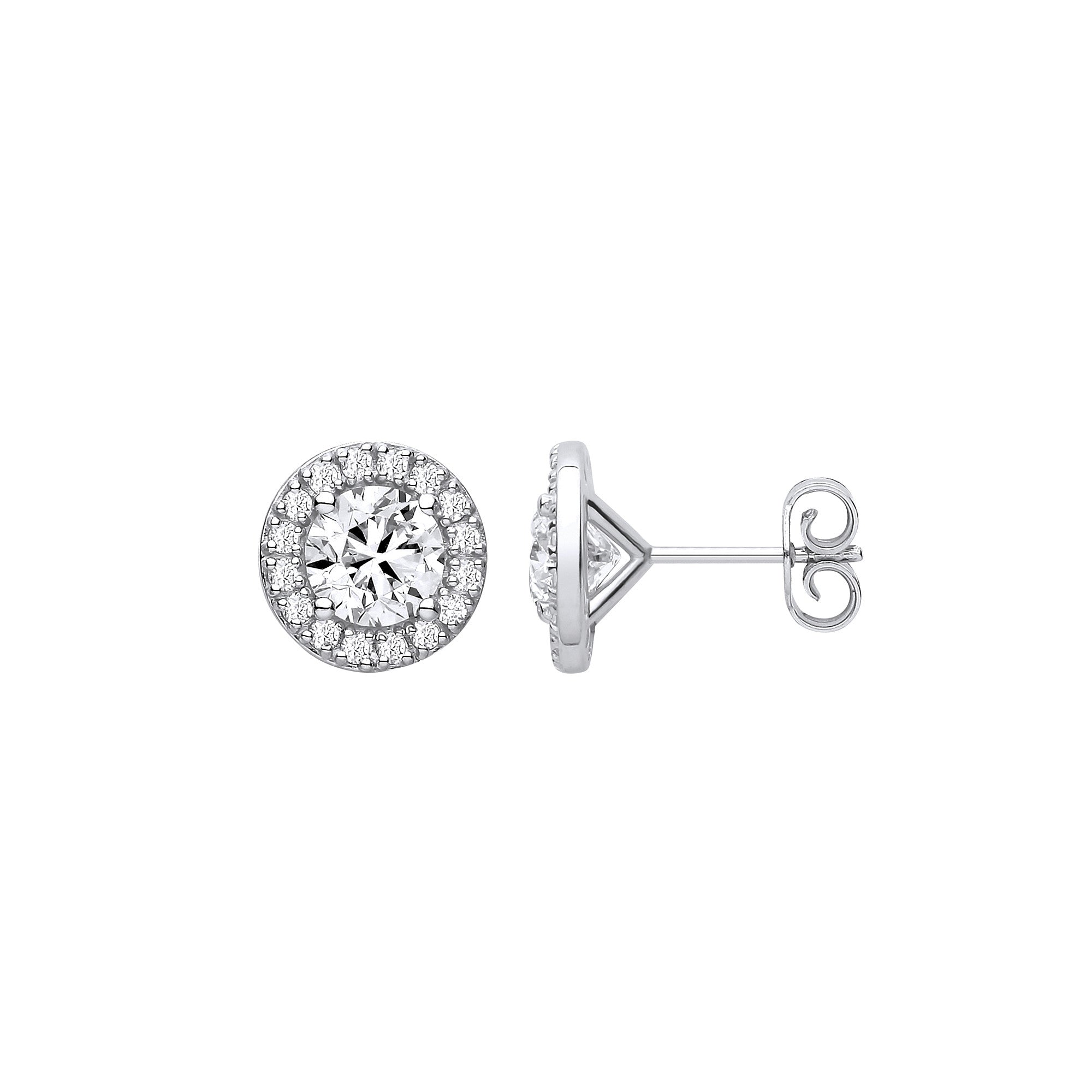 9ct White Gold 2.38ctw Lab Grown Diamond Halo Earrings IGI Certified