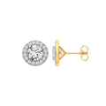 9ct Yellow Gold 3.54ctw Lab Grown Diamond Halo Earrings IGI Certified
