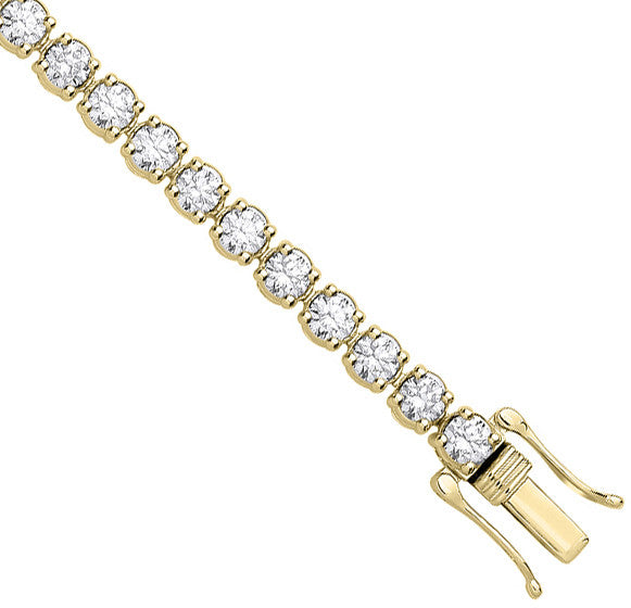 9ct Yellow Gold 7.00ctw Lab Grown Diamond Tennis Bracelet WGI Certified