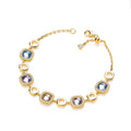 Yellow Gold Plated Sterling Silver Cushion Cut Customized Glass Ladies Bracelet