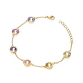 Yellow Gold Plated Sterling Silver Chess Cut Multi Colour 6mm Cubic Zirconias Ladies Bracelet