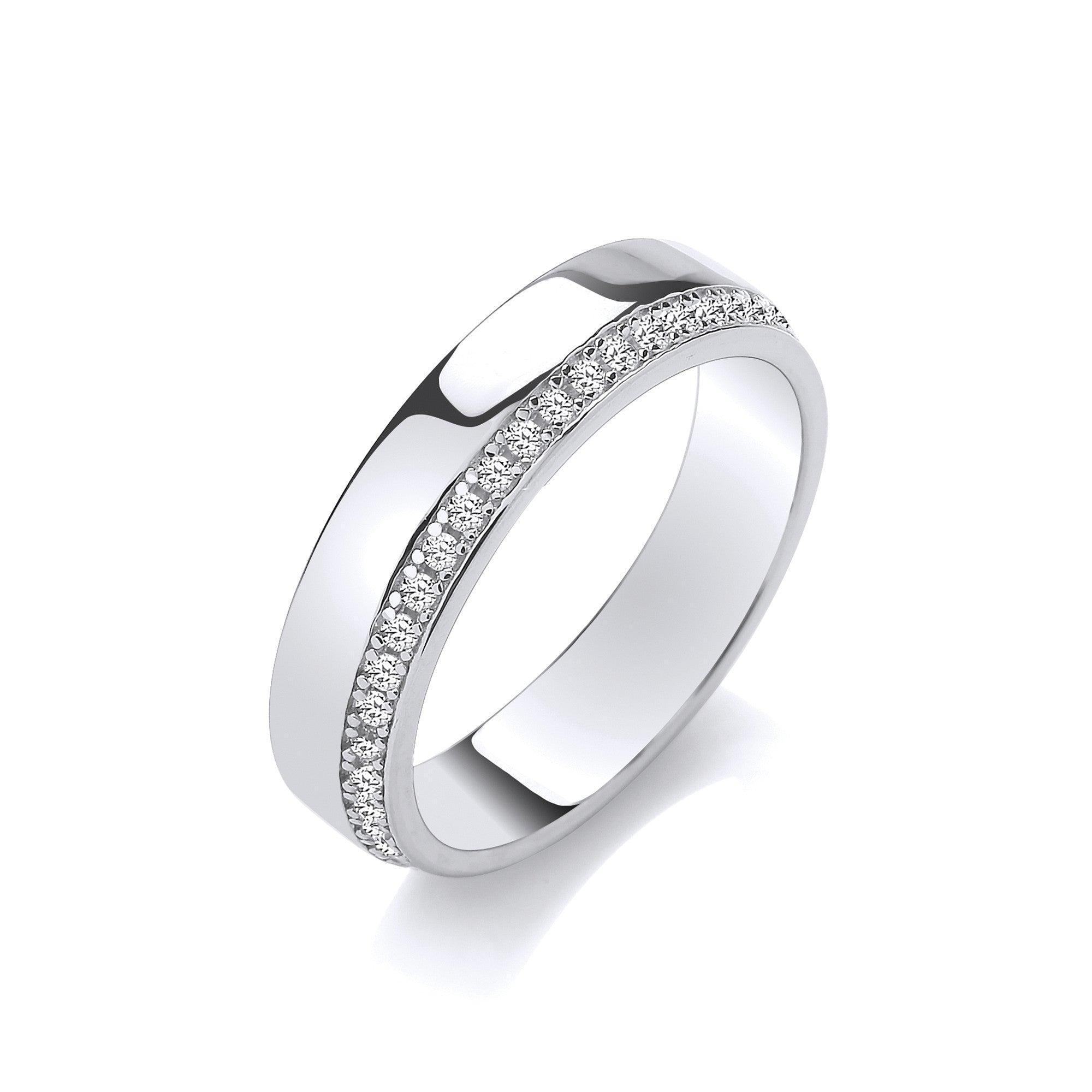 Three Quarter Eternity Ladies Sterling Silver Ring