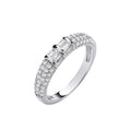 Sterling Silver Baguettes & Round Cubic Zirconias Half Eternity Band