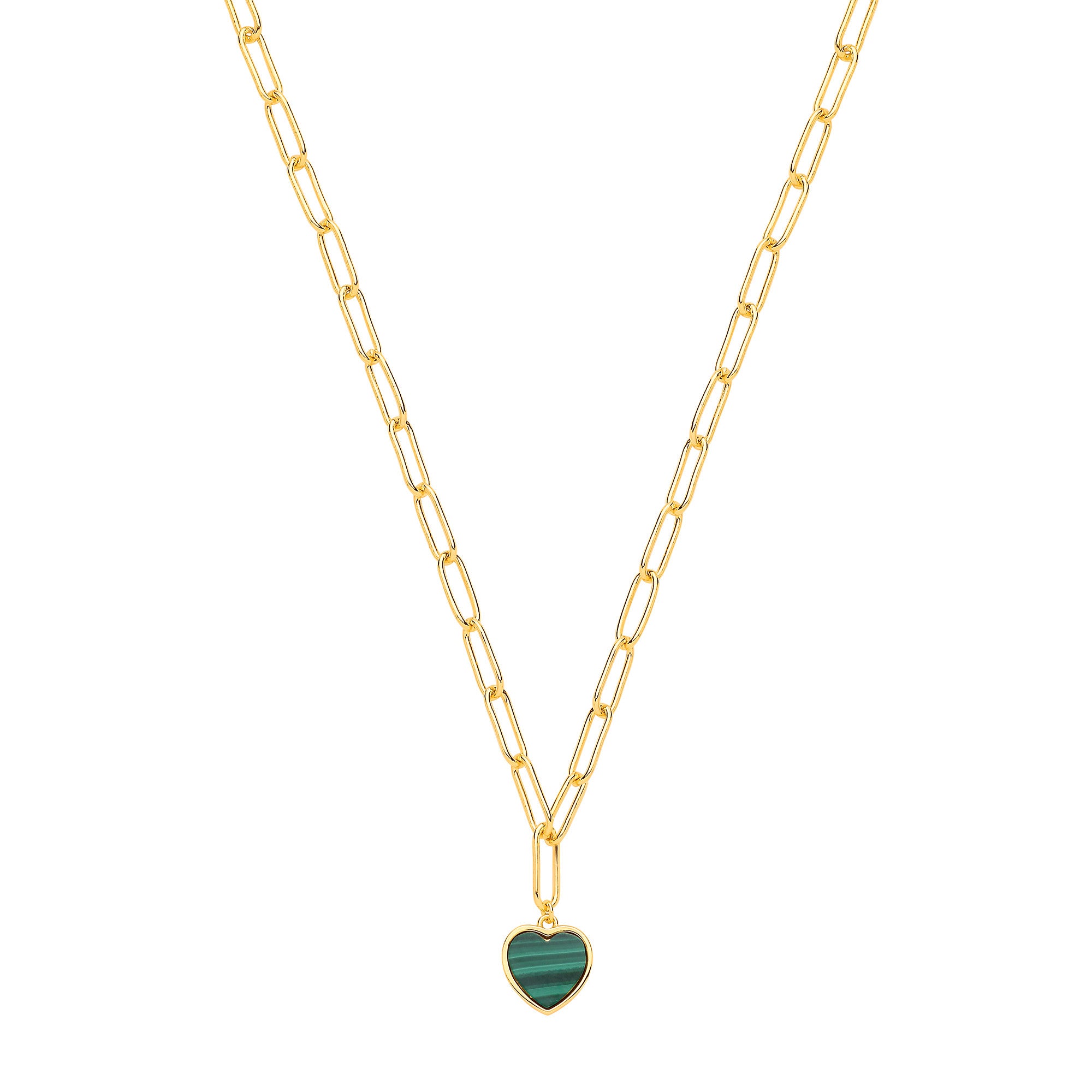 Sterling Silver Yellow Gold Plated Paper Clip Heart Necklace