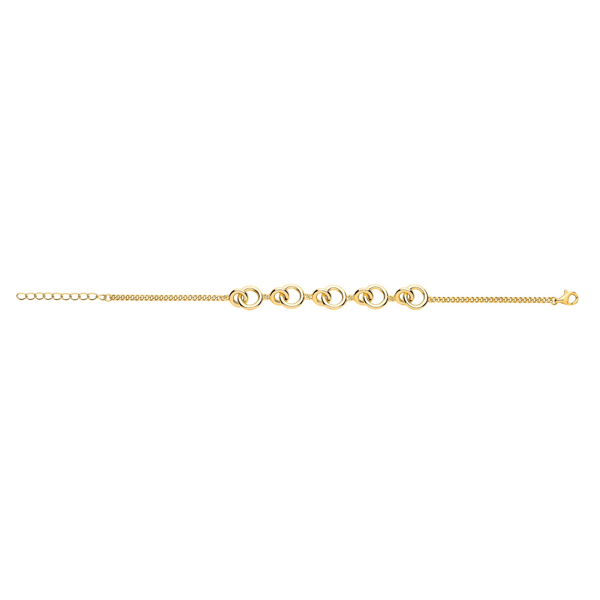 Sterling Silver Yellow Gold Plated Interlocking Circle Bracelet