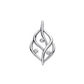 Sterling Silver Leaf Pendant with Rubover Cubic Zirconias