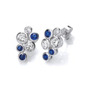 Timeless Style Rubover set Blue & Clear Cubic Zirconia Earrings