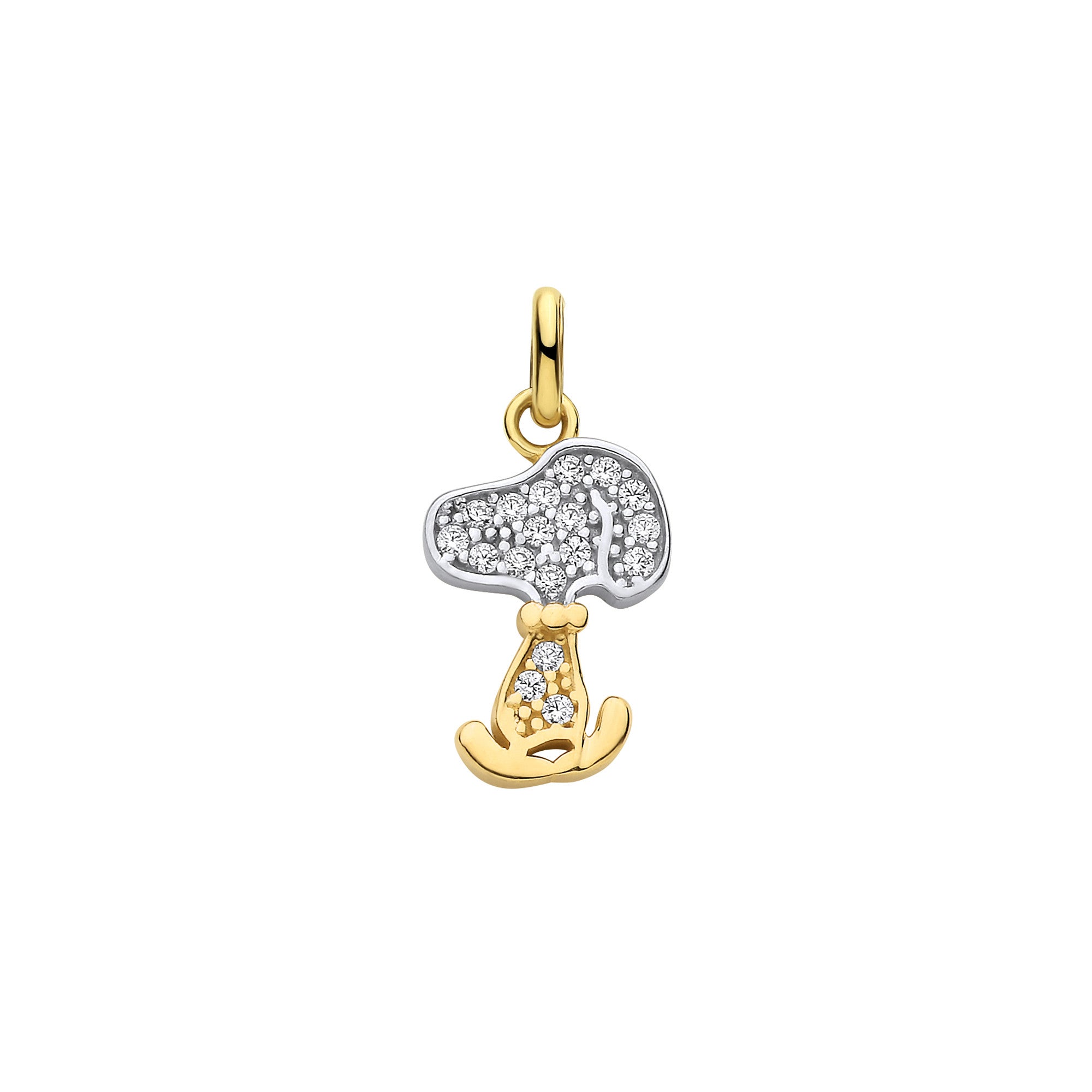 9ct Yellow Gold Snoopy Cubic Zirconia Pendant