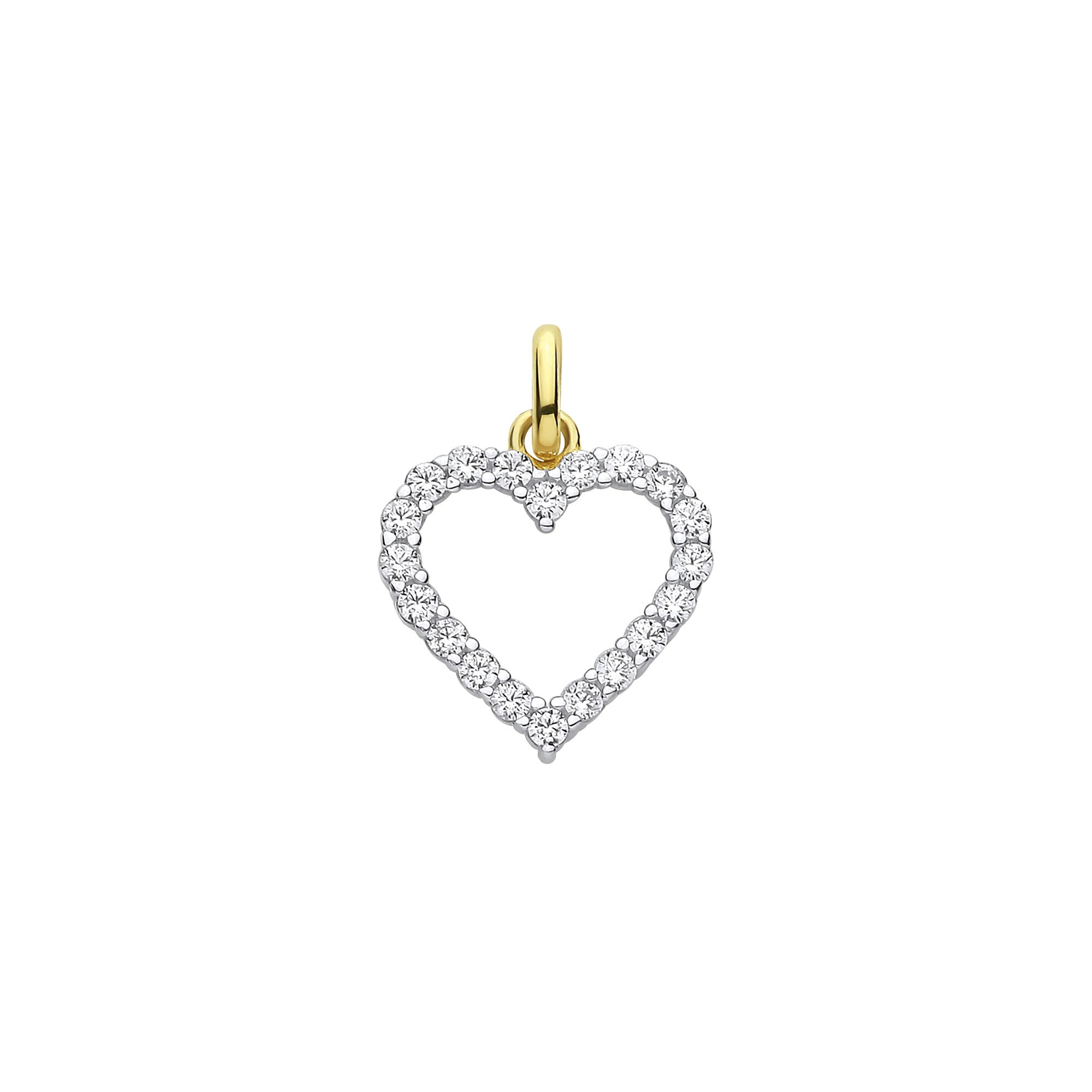 9ct Yellow Gold Cut out Cubic Zirconia Heart Pendant