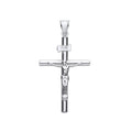 9ct White Gold Hollow Round Tube Crucifix