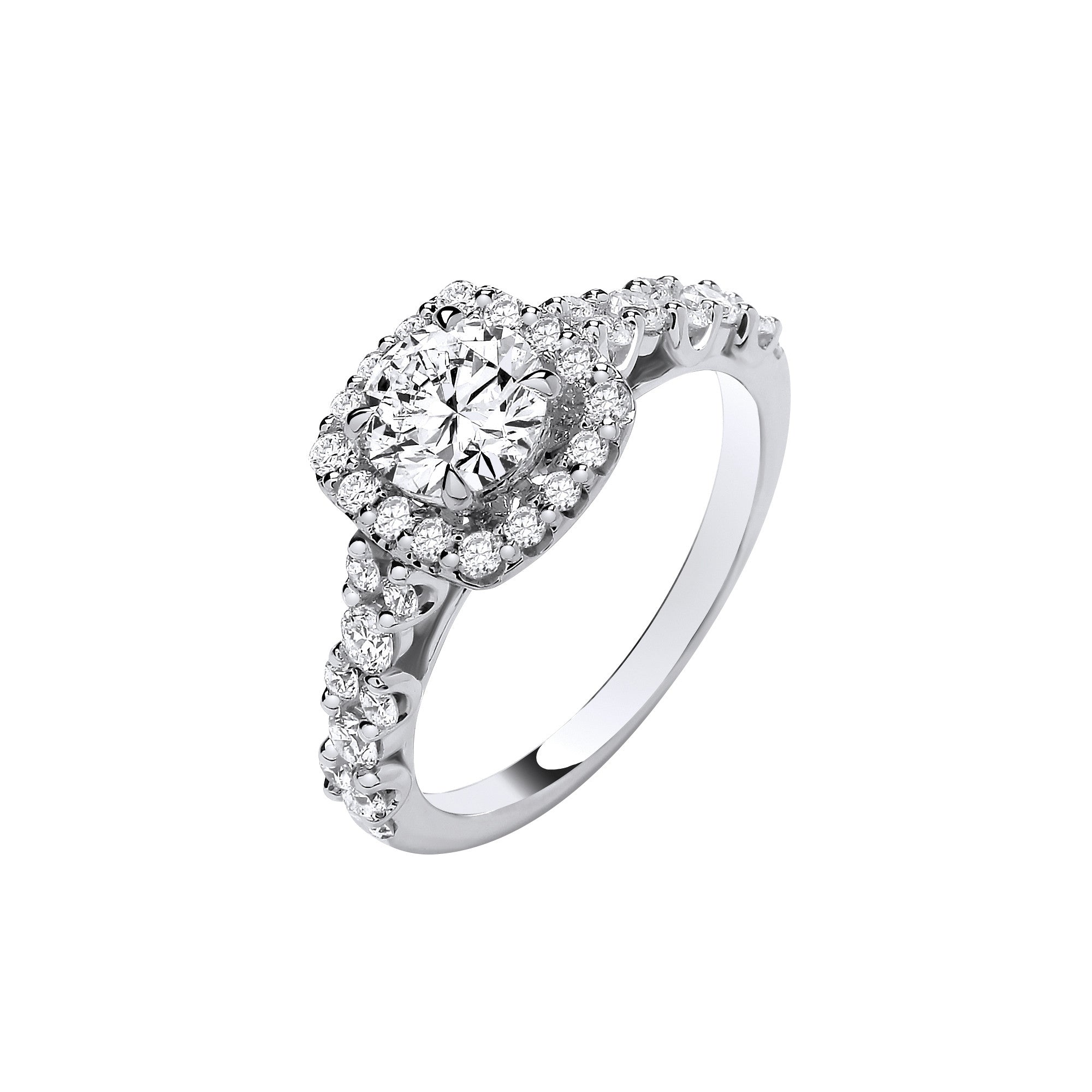 9ct White Gold 1.75ctw Brilliant Cut Halo Lab Grown Dress Ring IGI Certified