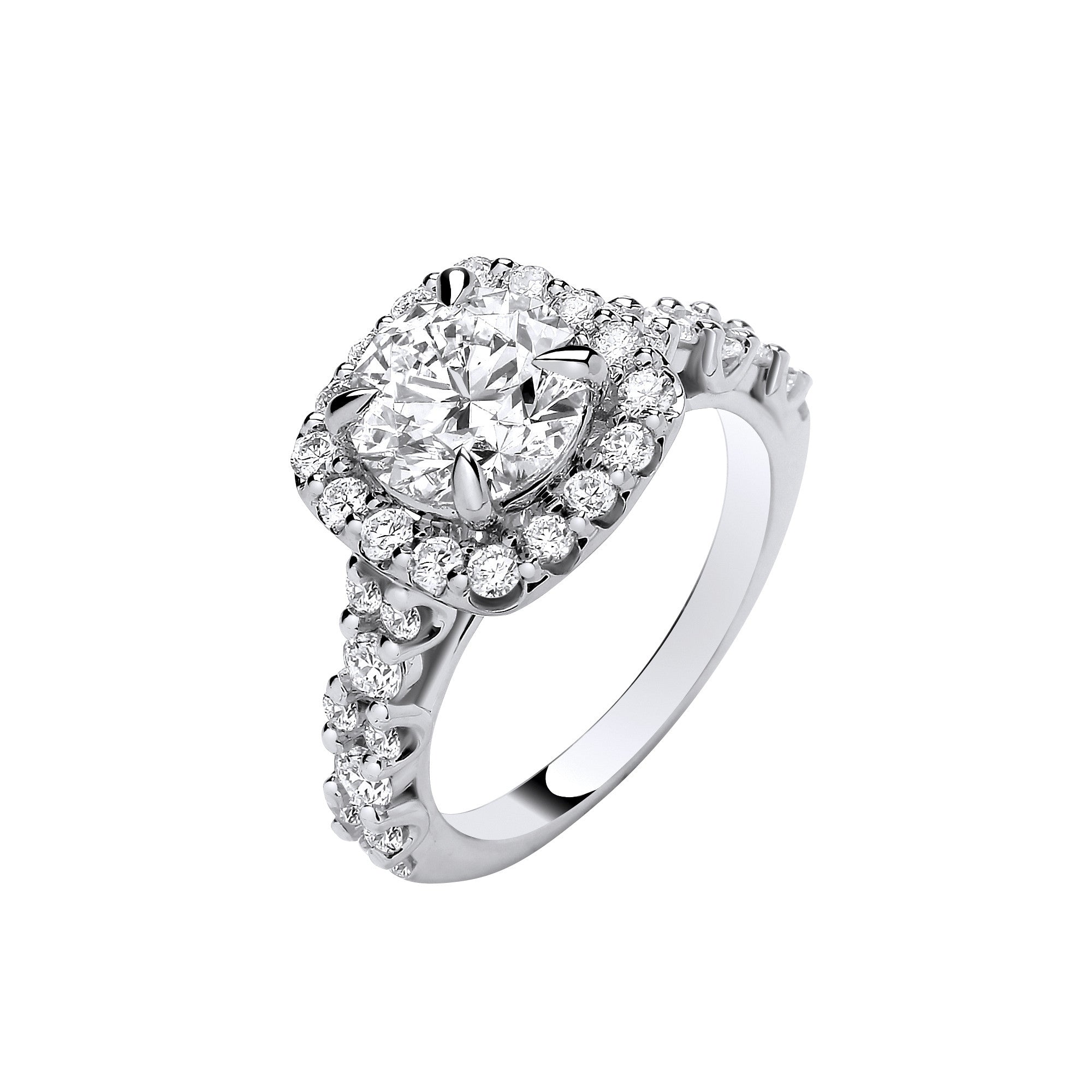 9ct White Gold 3.05ctw Brilliant Cut Halo Lab Grown Dress Ring IGI Certified