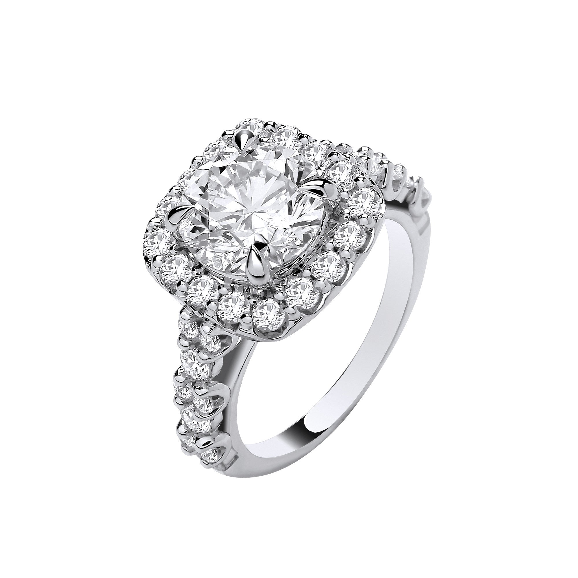 9ct White Gold 4.05ctw Brilliant Cut Halo Lab Grown Dress Ring IGI Certified